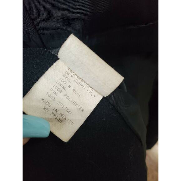 Vintage Stephanie Mathews Women Black 100% Wool Long Sleeve Button Front Coat 12 - Picture 12 of 12